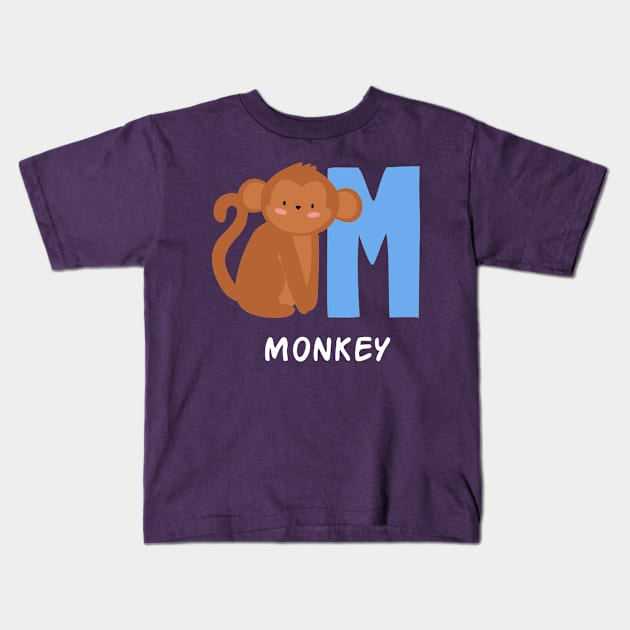 Monkey funny Alphabet Kids T-Shirt by Kids series